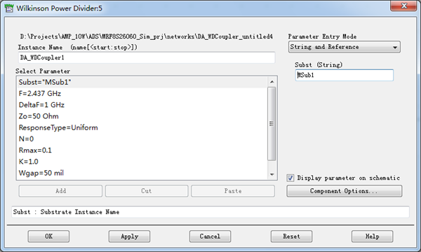 Wilkinson-Divider-Parameter